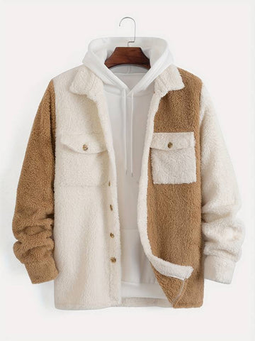Men's color-block sherpa jacket
