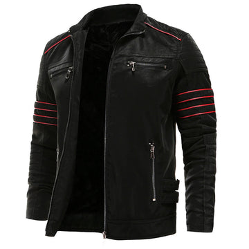 Men's faux leather moto jacket