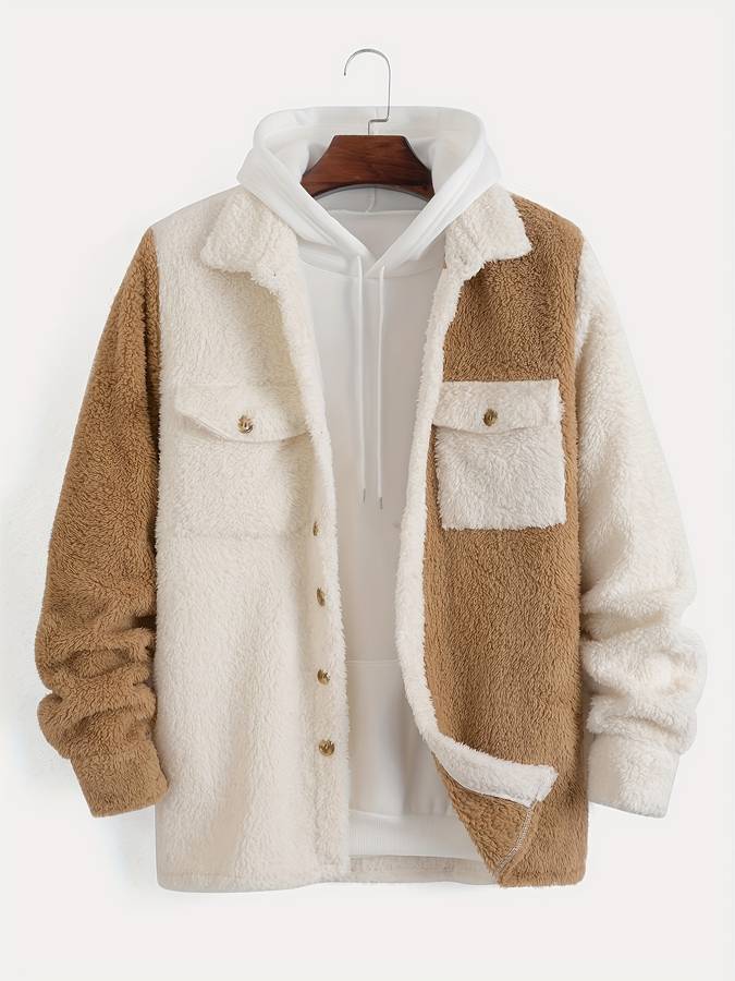 Men's color-block sherpa jacket