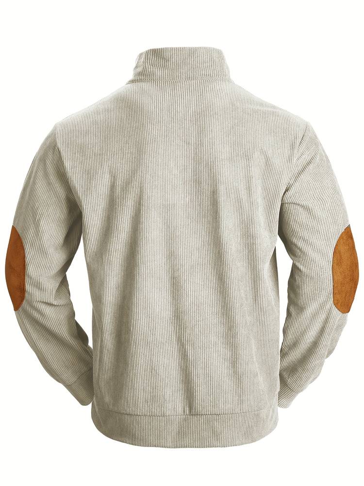 Men's corduroy half-placket pullover