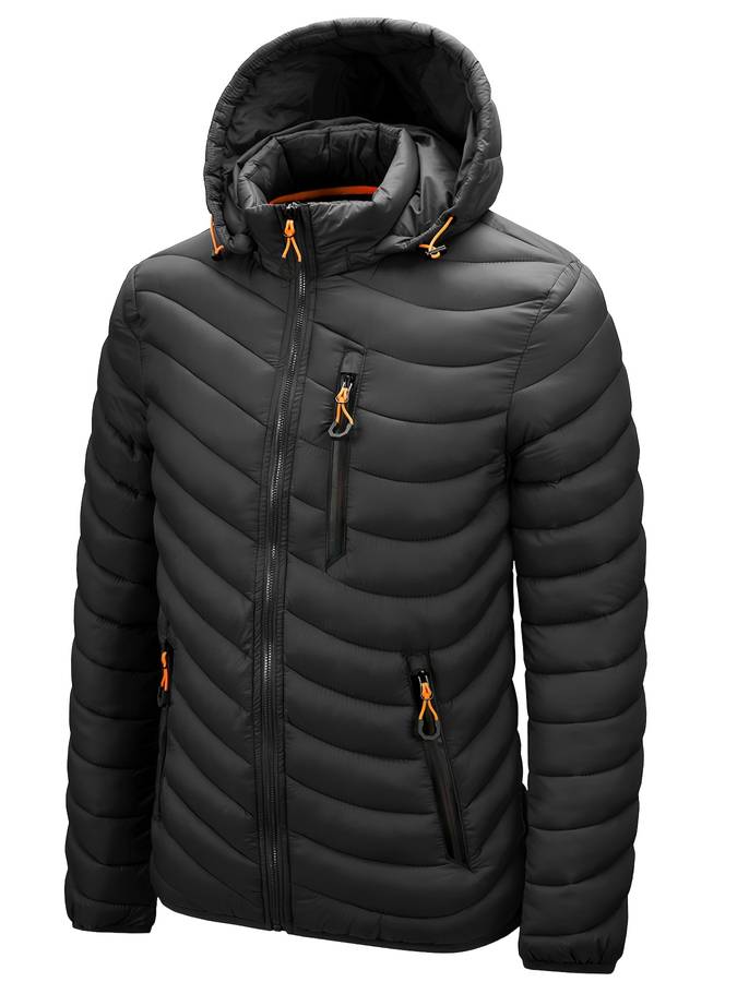 Men's lightweight insulated hooded puffer jacket