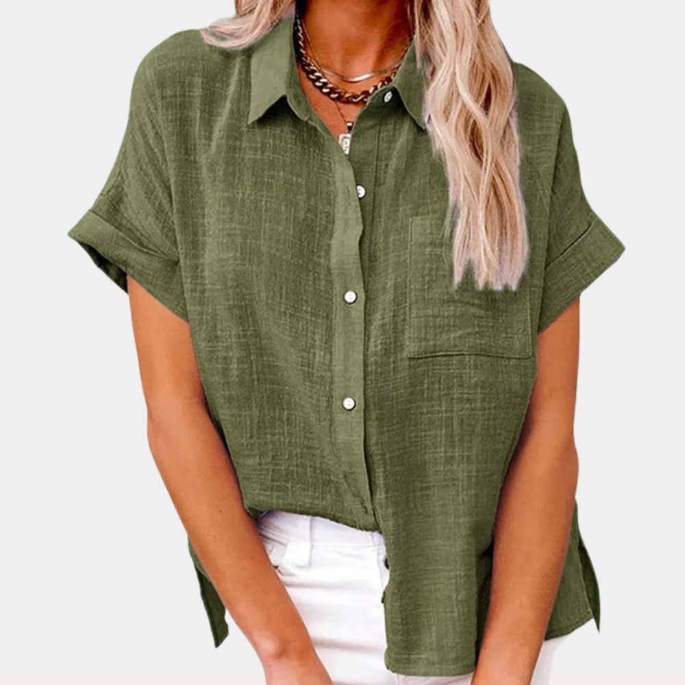 Airy loose fit linen blouse for women