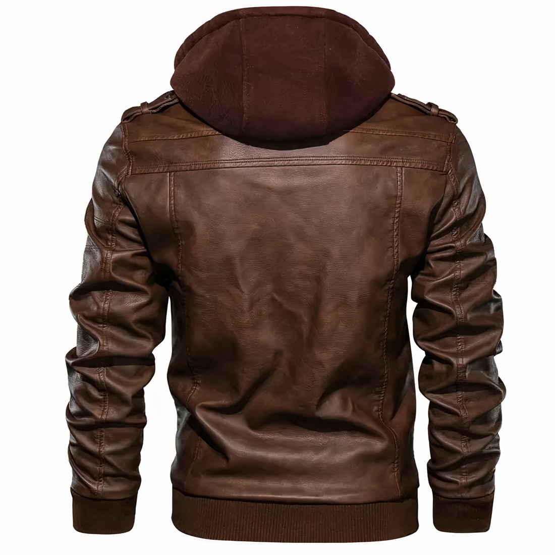 Men's hooded leather jacket