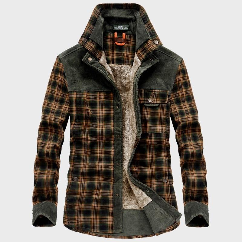 Men's sherpa-lined plaid flannel jacket