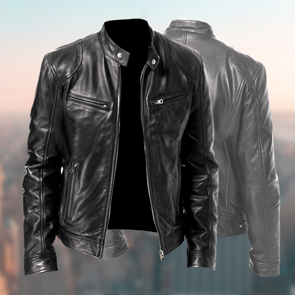 Men's leather biker jacket