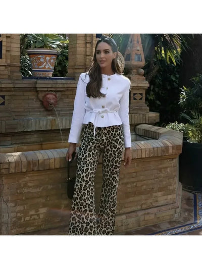 Laura - animal print straight trousers