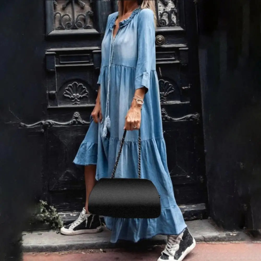 Blair - layered tassel denim dress