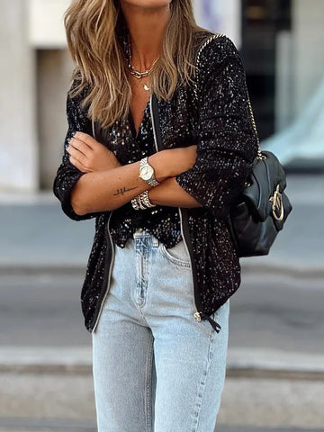 Avery - sequin zipped jacket