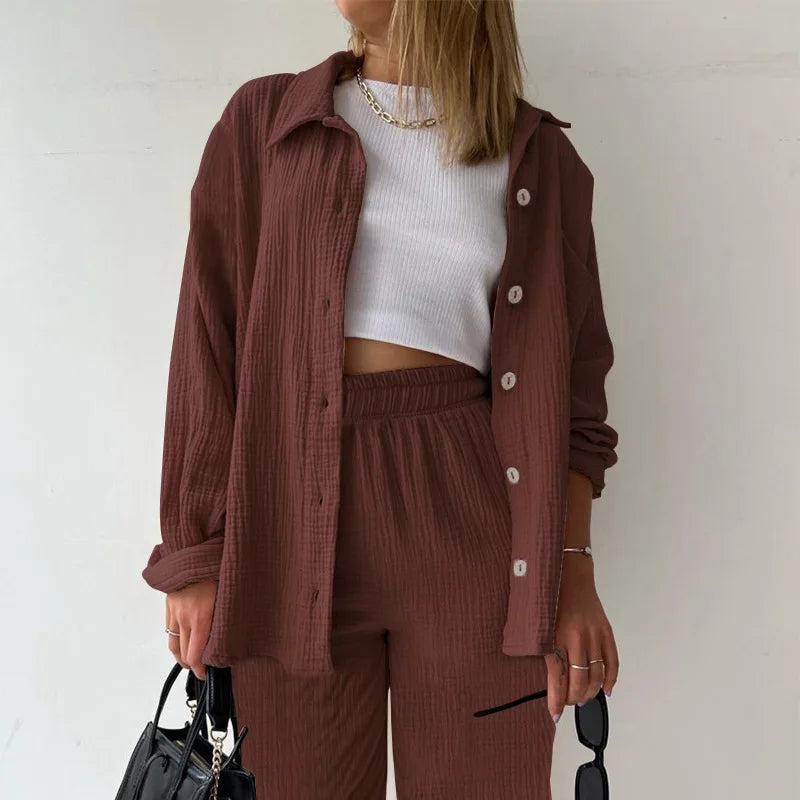 Birdie - textured trouser shirt set
