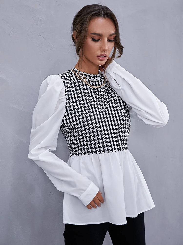 Araceli - dogtooth panel shirt