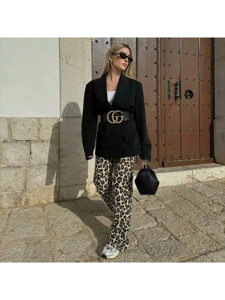 Laura - animal print straight trousers