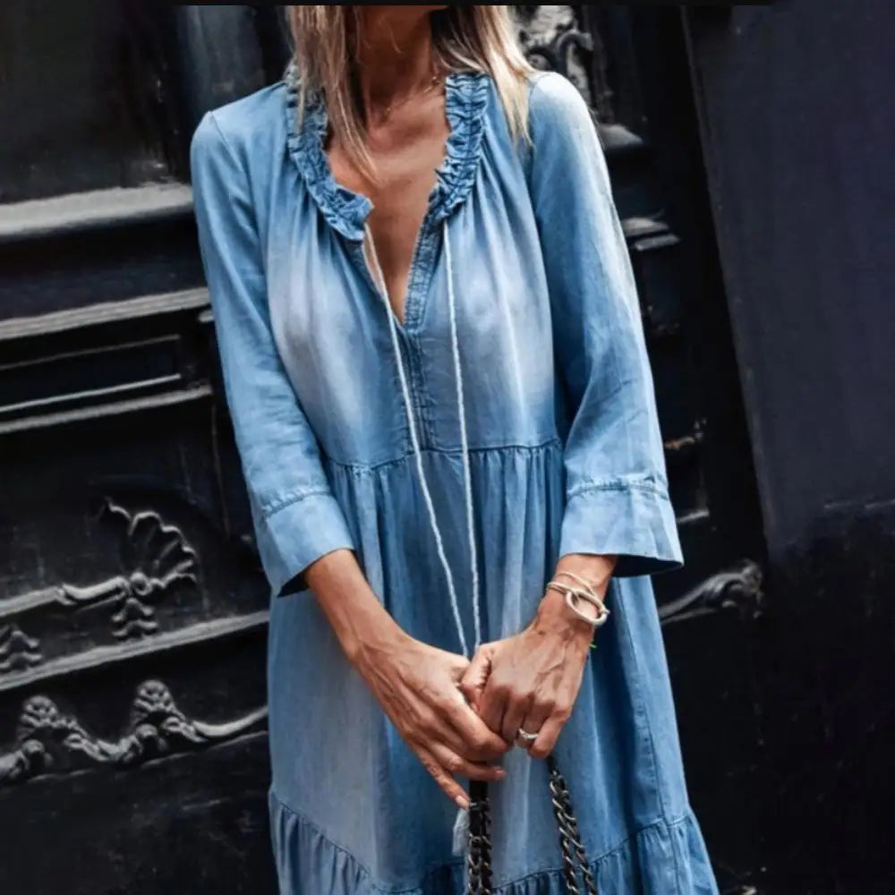 Blair - layered tassel denim dress