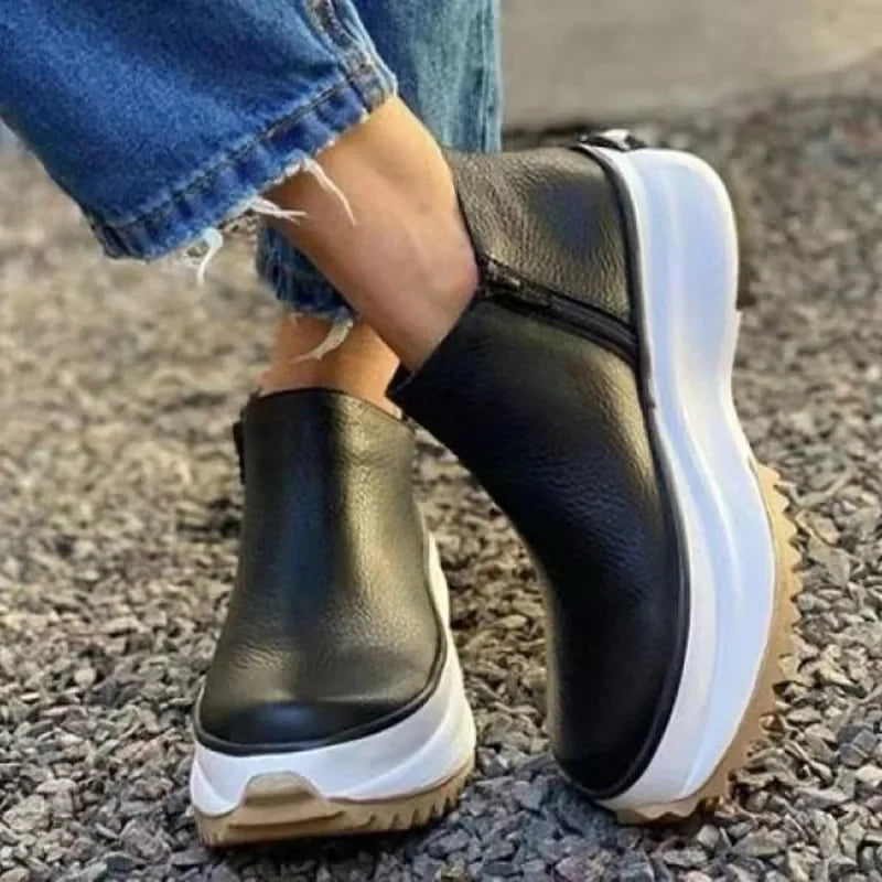 Zara - faux leather platform low boots