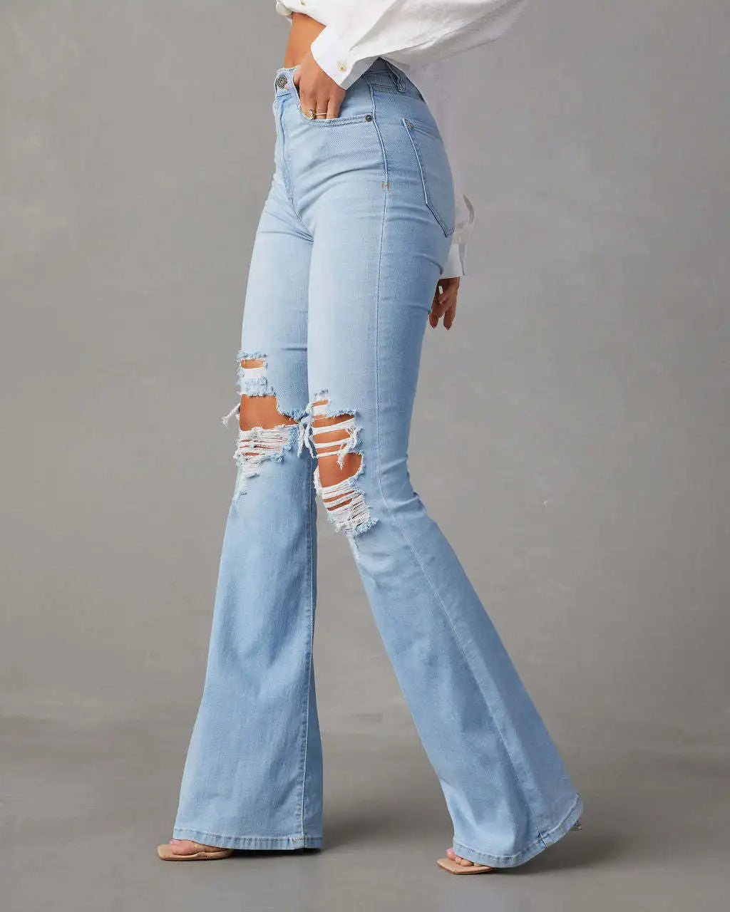 Annamaria - Ripped Denim Flared Jeans