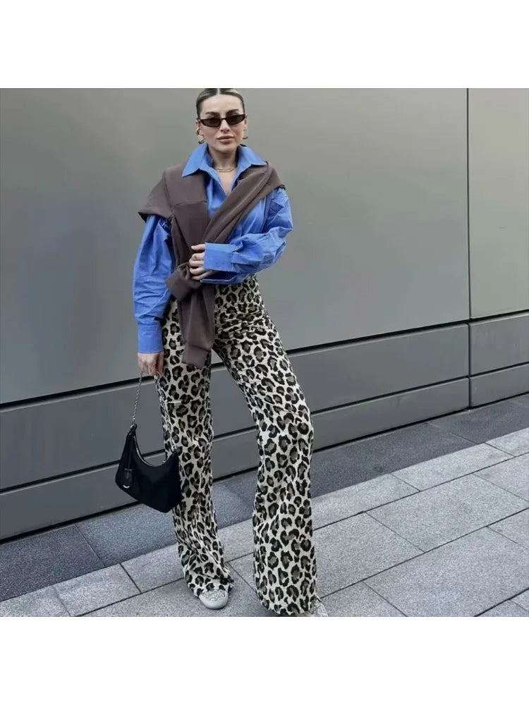 Laura - animal print straight trousers