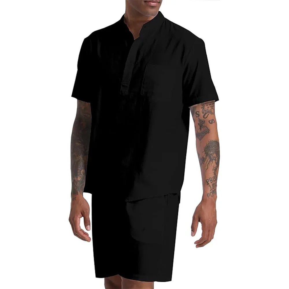 Beckett - henley shirt and shorts set