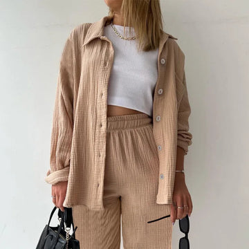 Birdie - textured trouser shirt set