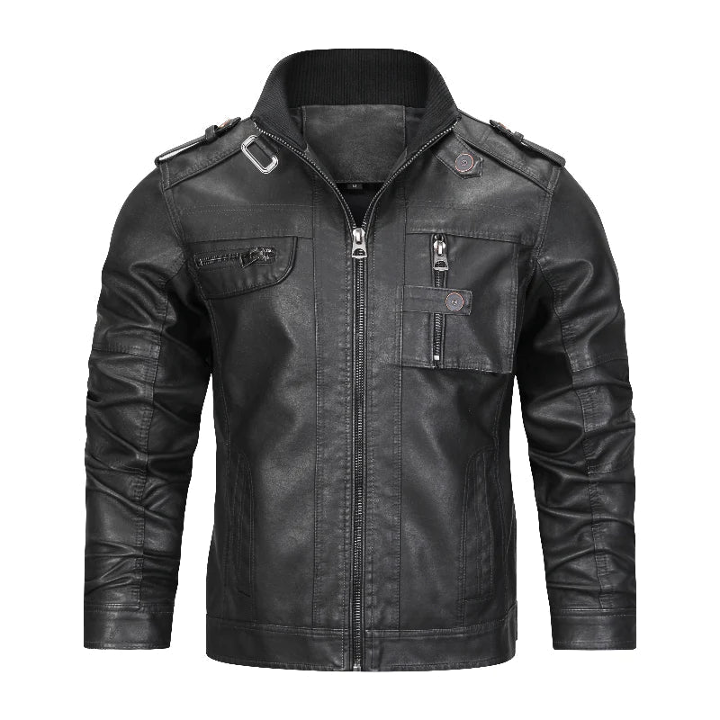 Men's faux leather biker jacket