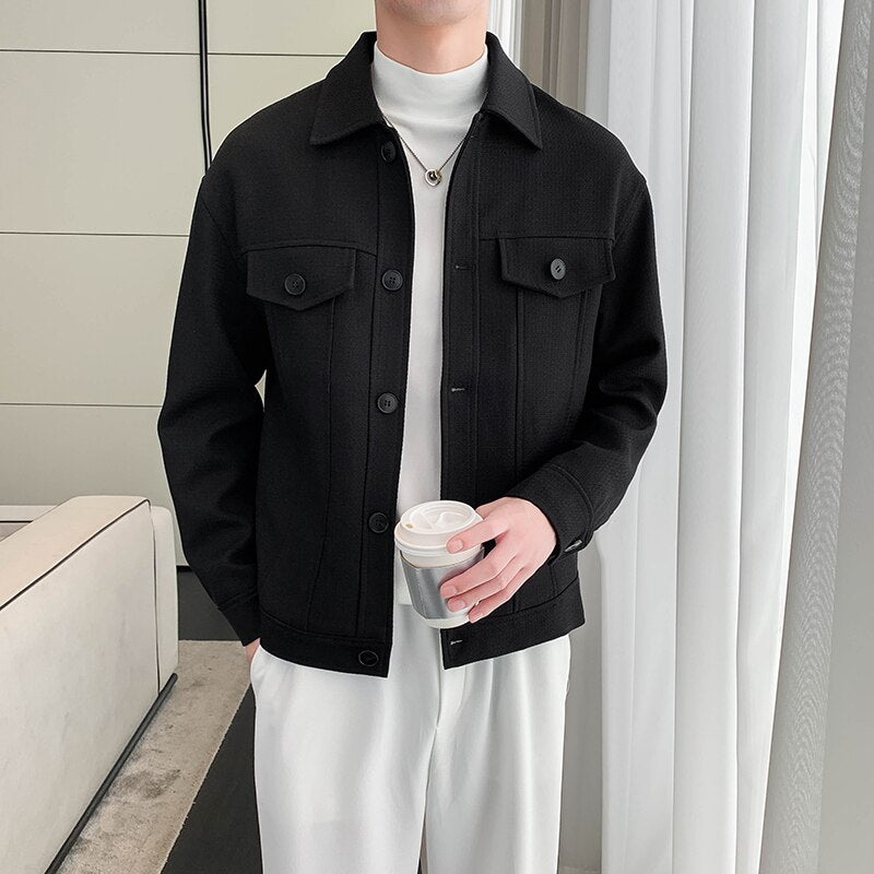 Men's suede-effect collared jacket