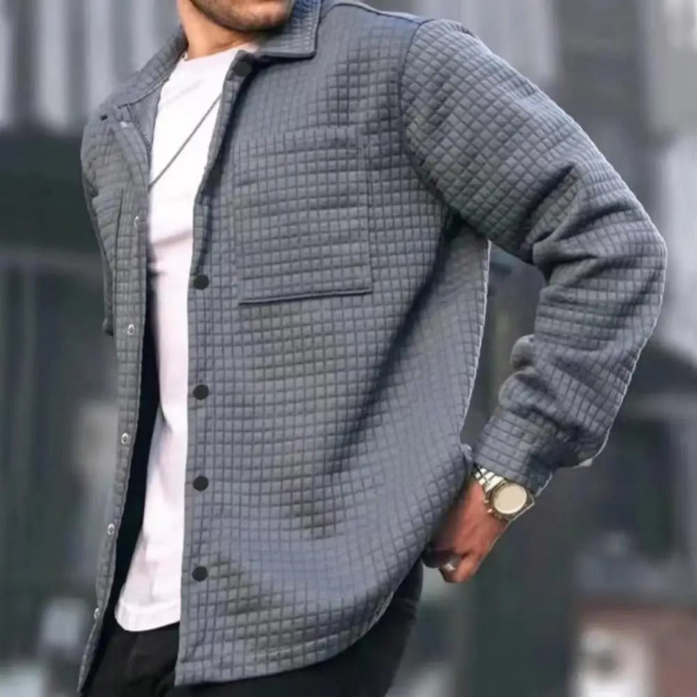 Men's oversized jacquard grid cardigan jacket