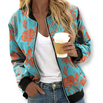 Women's lightweight floral bomber jacket